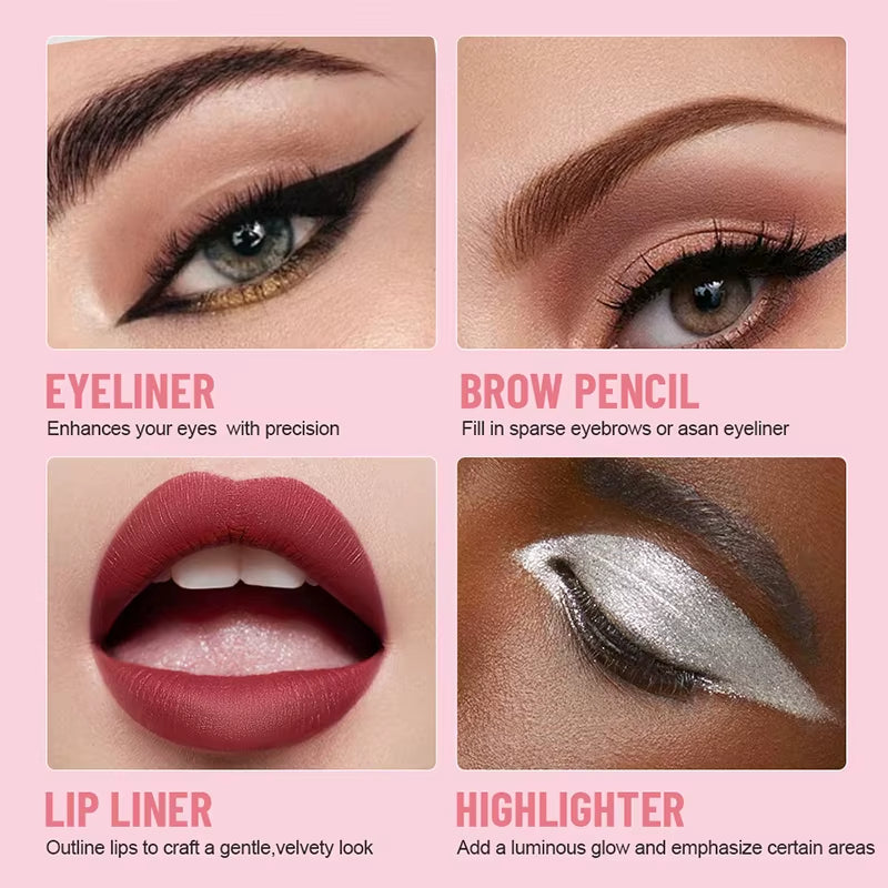 4-In-1 Makeup Pen 4-In-1 Makeup Pen 4-In-4 Lip Liner Highlighter Eyebrow Pencil